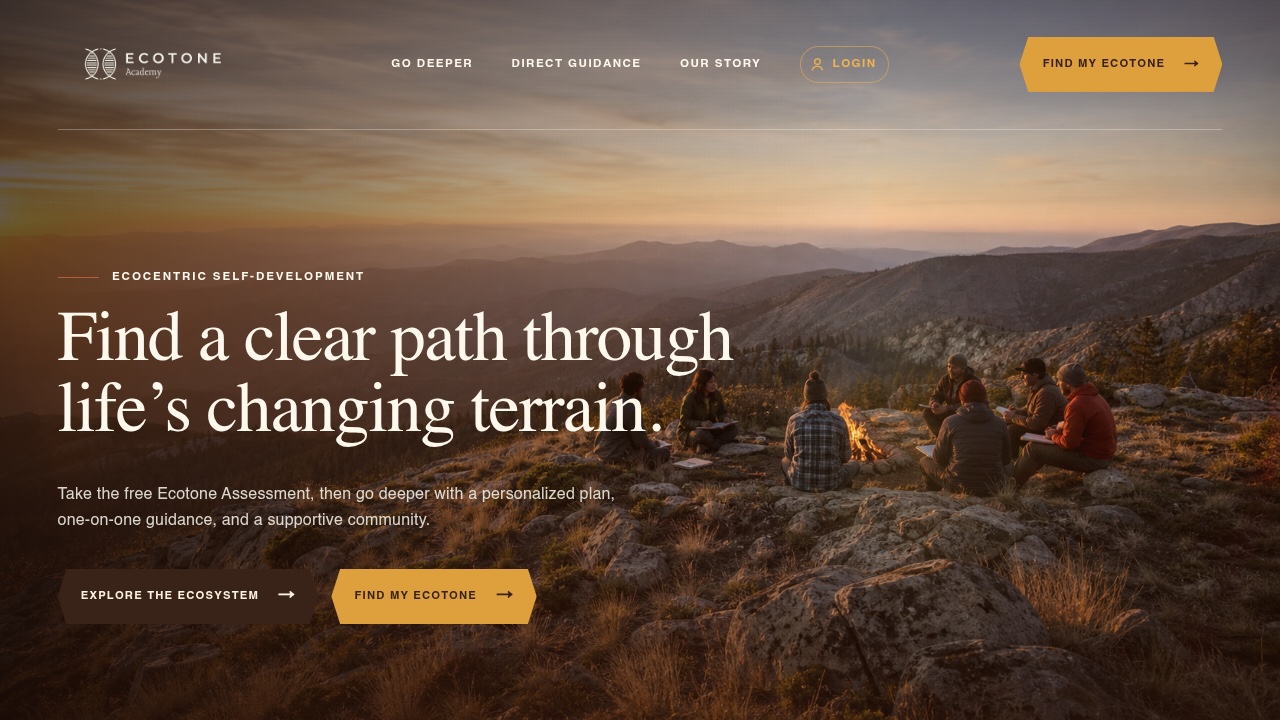 Ecotone Academy homepage above the fold